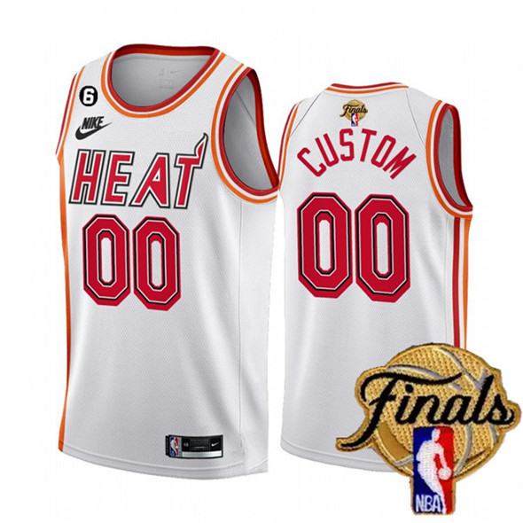 Men's Miami Heat Customized White 2023 Finals Classic Edition With NO.6 Patch Stitched Basketball Jersey